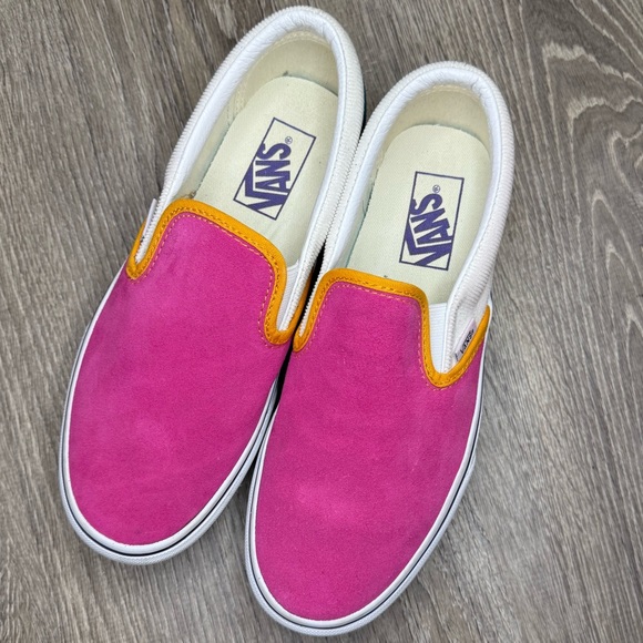 Vans Classic - Slip On Platform Mini Cord Shoes Pink Leather Suede - size 8 - Picture 3 of 10